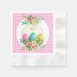 Bloemrijke Pasen Eieren & Waterverf Roze Rozen Servet