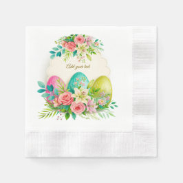 Bloemrijke Pasen Eieren & Waterverf Roze Rozen Servet