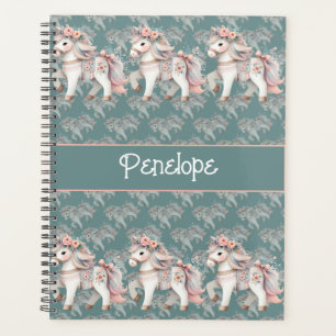 Bloemrijke Pastel Paard Fantasie Illustratie Plann Planner