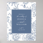 Bloemrijke Periwinkle Elegante Trouw Welkom Bord Poster (Voorkant)