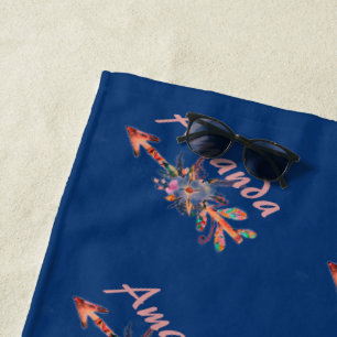 Bloemrijke pijlen gepersonaliseerd strandlaken