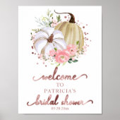 Bloemrijke Pompoen Herfst Bruidsdiner Ontvangstbor Poster (Voorkant)