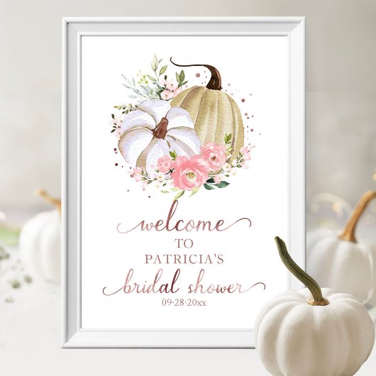 Bloemrijke Pompoen Herfst Bruidsdiner Ontvangstbor Poster