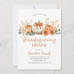 Bloemrijke pompoen Thanksgiving dinerfeest Kaart