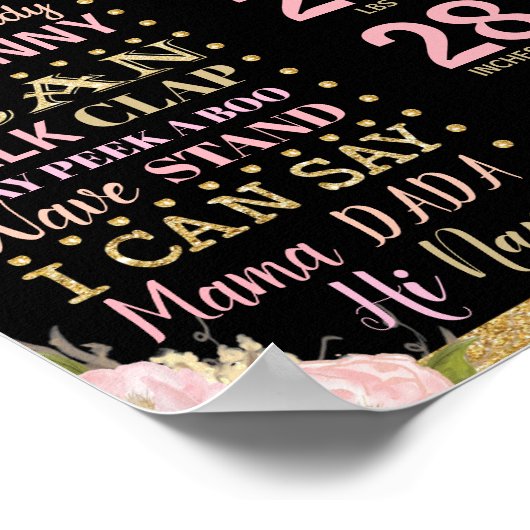 Bloemrijke poster voor 1e verjaardag mijlpalen geb (Hoek)