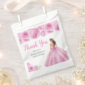 Bloemrijke Prinses in een Roze Jurk Sweet Sixteen Bedankzakje