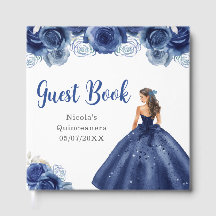Bloemrijke Prinses in Marineblauwe Jurk Quinceaner