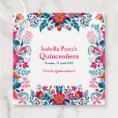 Bloemrijke Quinceanera Mexicaans Feest Bedankjes Labels (Voorkant)