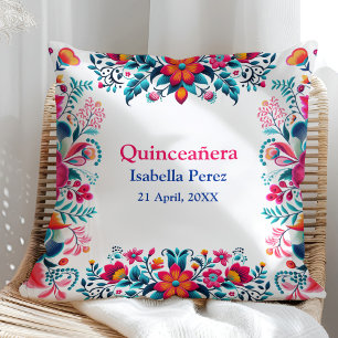 Bloemrijke Quinceanera Mexicaans Feest Verjaardag Kussen