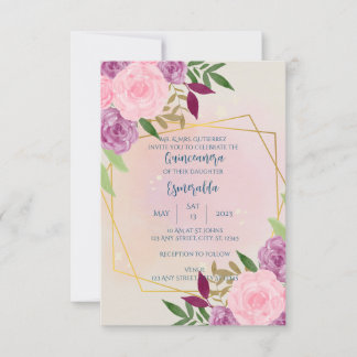 Bloemrijke Quinceañera, Verjaardag, Trouwfeest, Ba Kaart