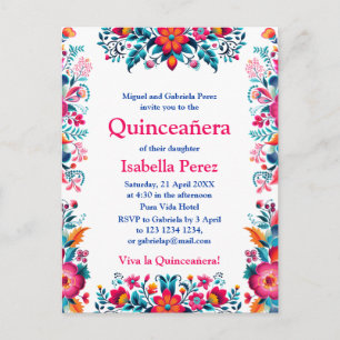 Bloemrijke Quinceanera Witte Mexicaanse Feest Verj Briefkaart