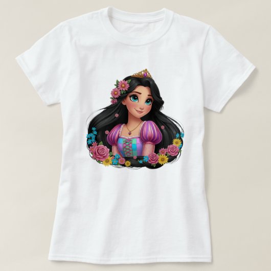 🖤🌸 Bloemrijke raaf Rapunzel Dames T-Shirt (Design voorkant)