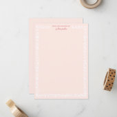 Bloemrijke rand koraalwit notitiekaartje (Voorkant / Achterkant in situ)