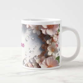 Bloemrijke rand met aangepaste naam grote koffiekop