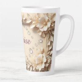 Bloemrijke rand met aangepaste naam latte mok