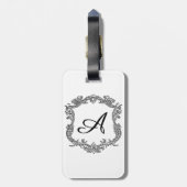 Bloemrijke rand met monogram bagagelabel (Achterkant verticaal)