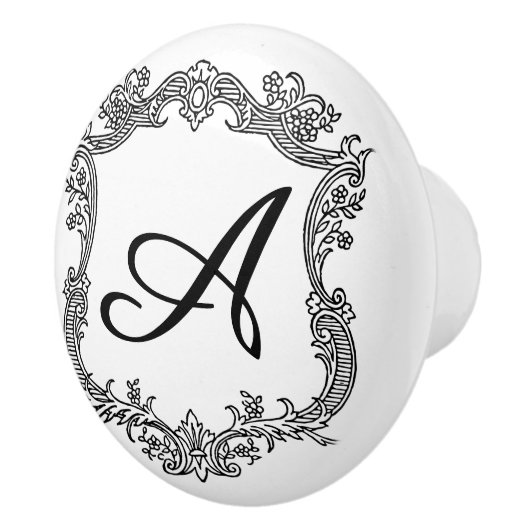 Bloemrijke rand met monogram keramische knop (Rechts)