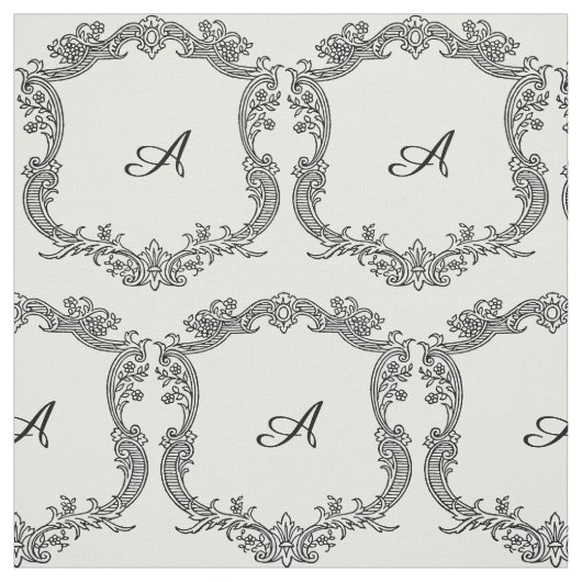 Bloemrijke rand met monogram stof (Swatch)