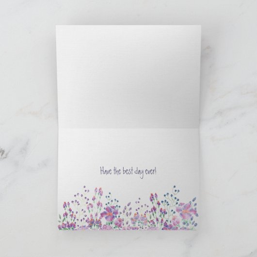 Bloemrijke rand Naamdag Kaart (Binnen)