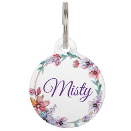 Bloemrijke rand ronde hondenpenning huisdierpenning