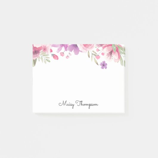 Bloemrijke rand scriptnaam post-it® notes (Voorkant)