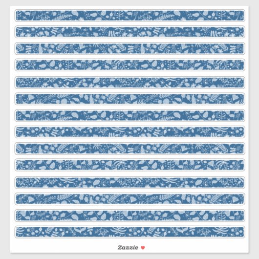 Bloemrijke randen Boho Klassieke Blues Sticker (Vel)