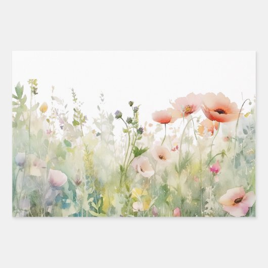 Bloemrijke randen wilde bloemen inpakpapier vel (Voorkant 2)