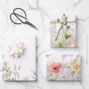 Bloemrijke randen wilde bloemen inpakpapier vel