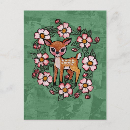 Bloemrijke Ree Briefkaart (Voorkant)