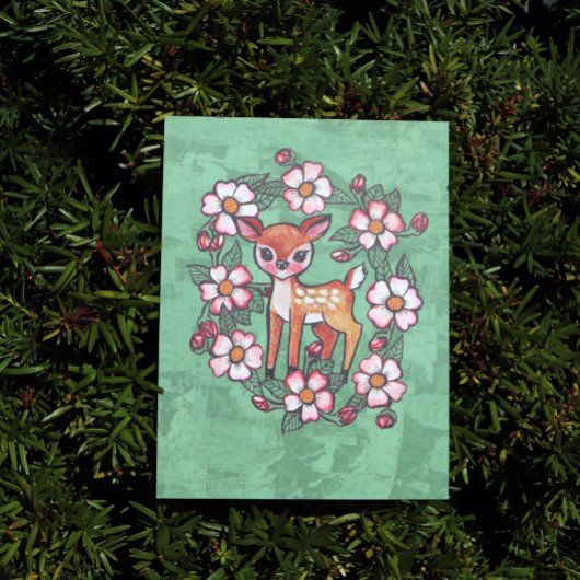 Bloemrijke Ree Briefkaart