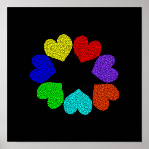 Bloemrijke Regenboog Liefdes Hartjes Poster