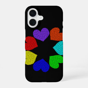 Bloemrijke Regenboog Liefdeshartjes iPhone 16 Hoesje