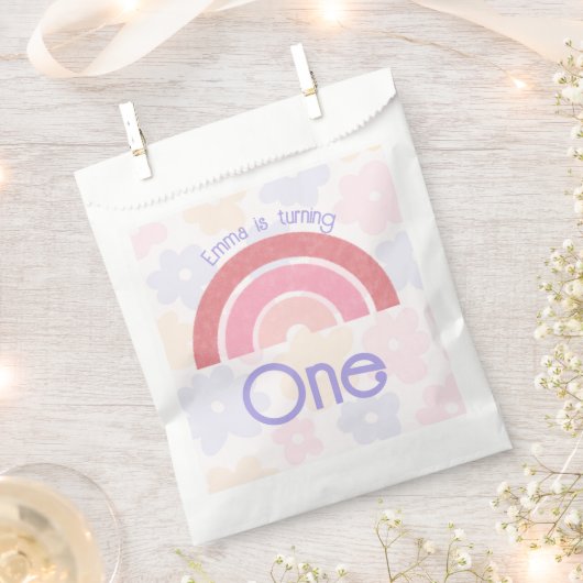 Bloemrijke regenboog verjaardag bedankzakje (Geknipt)