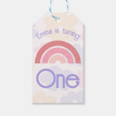 Bloemrijke regenboog verjaardag cadeaulabel (Voorkant)