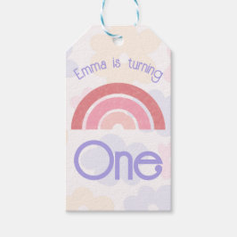 Bloemrijke regenboog verjaardag cadeaulabel