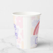 Bloemrijke regenboog verjaardag papieren bekers (Rechts)