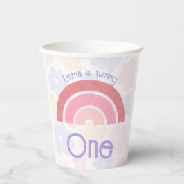 Bloemrijke regenboog verjaardag papieren bekers