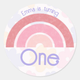 Bloemrijke regenboog verjaardag ronde sticker