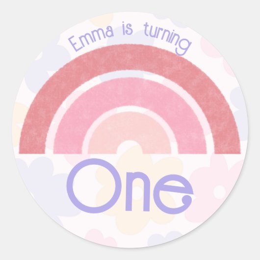Bloemrijke regenboog verjaardag ronde sticker (Voorkant)