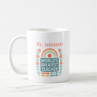 Bloemrijke Regenboogkrijt Werelds Beste Leraar Koffiemok