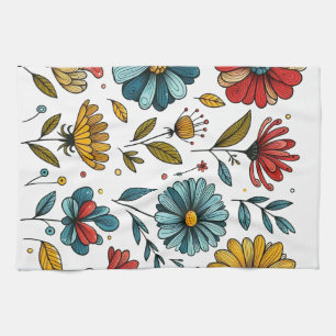 Bloemrijke Retro Volkskunst Schort Theedoek