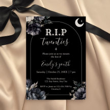 Bloemrijke RIP Twintigers 30e verjaardagsuitnodigi