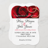 Bloemrijke rode en witte roos met ring kaart (Voorkant / Achterkant)