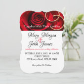 Bloemrijke rode en witte roos met ring kaart (Staand voorkant)