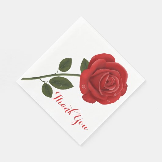Bloemrijke rode roos bloem dank u huwelijksfeest servetten (Hoek)