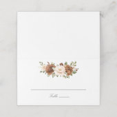 Bloemrijke Roest Peach Groene Elegante Trouwdag Plaatskaartje (Buitenkant ongevouwen)