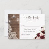 Bloemrijke roestbruine houten kant snoerlichtjes kaart (Voorkant)