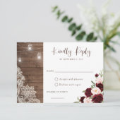 Bloemrijke roestbruine houten kant snoerlichtjes kaart (Staand voorkant)