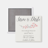 Bloemrijke Romantische Save The Date Magneten Roze (Voorkant / Achterkant)