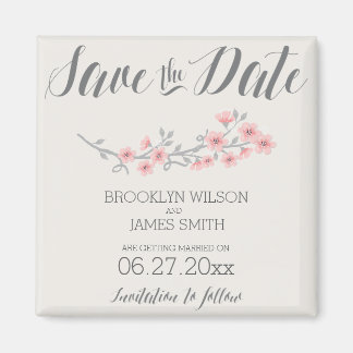 Bloemrijke Romantische Save The Date Magneten Roze